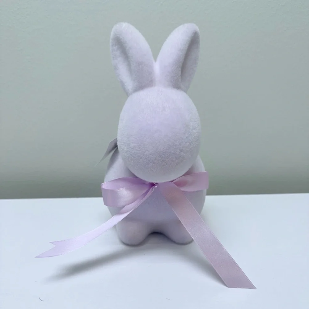 New! Spring 2026 Purple Sitting Flocked Bunny Figurine by Hobby Lobby